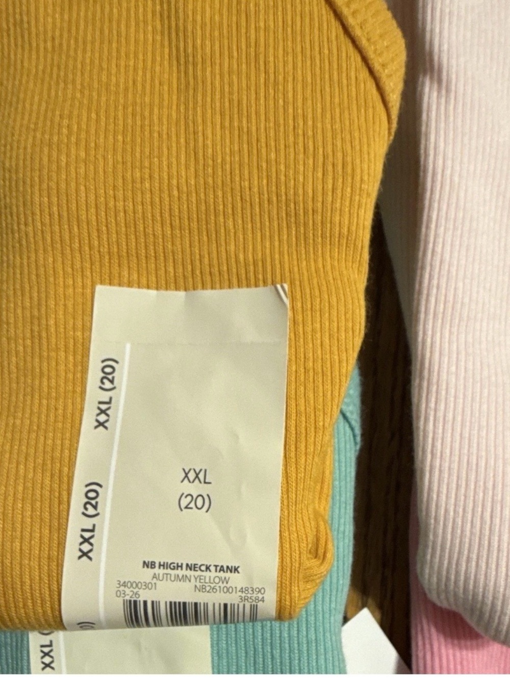 Women’s  Ribbed Tank Top Pack - Pastel autumn yellow, vibrant jade, pink cameo, - Picture 2 of 7